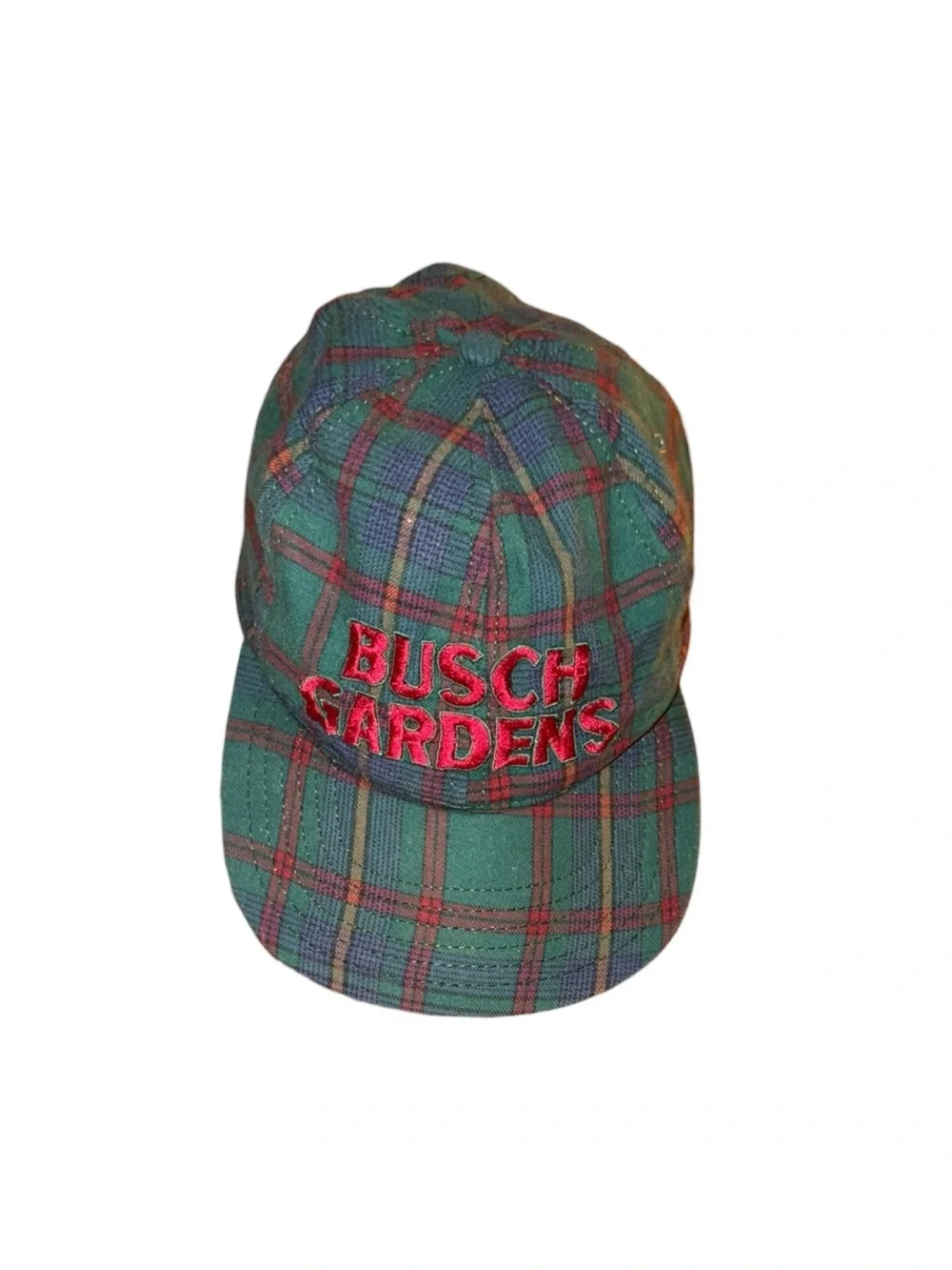 Vintage Busch Gardens Plaid Embroidered Cap